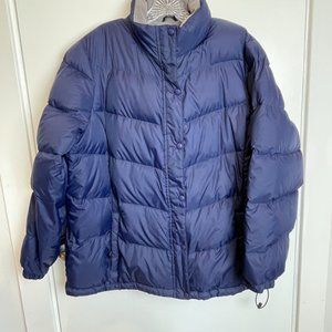 LL Bean navy blue short down puffer coat jacket XXL